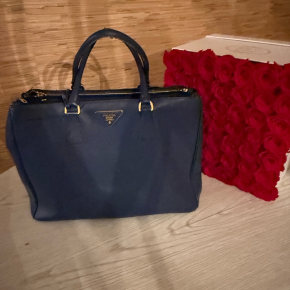 Prada Blue Saffiano Leather Satchel - Picture 1 of 17